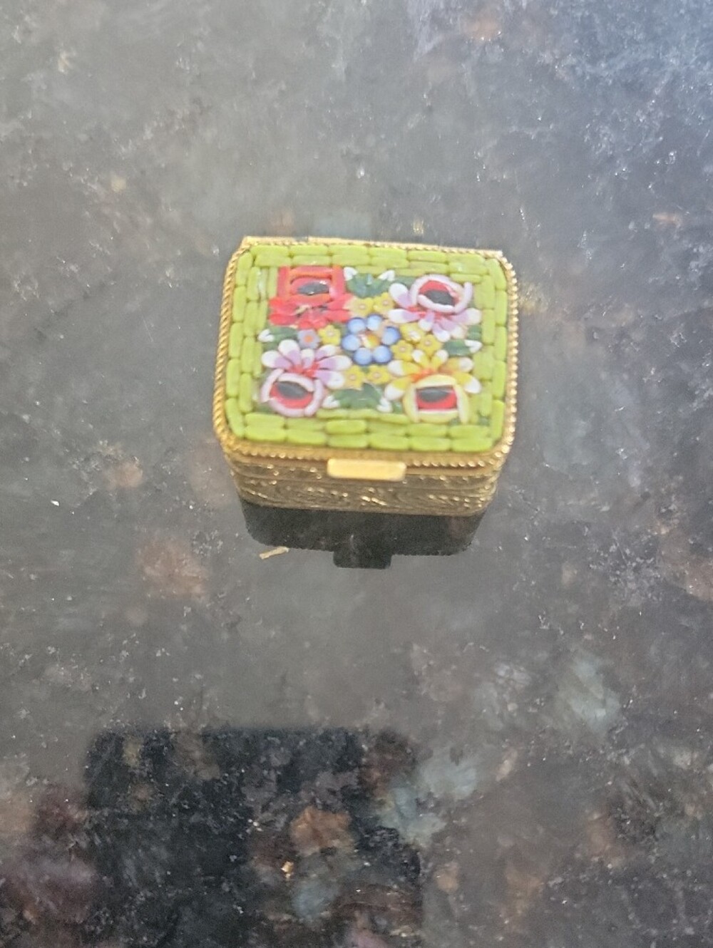Mini Decorative Enamel Trinket Box with Floral Motif - Picture 3 of 5